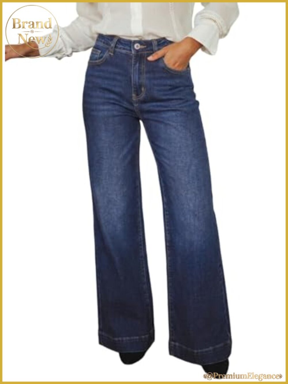 Women's High Waisted Flare Jeans Wide Leg Stretchy Denim Pants